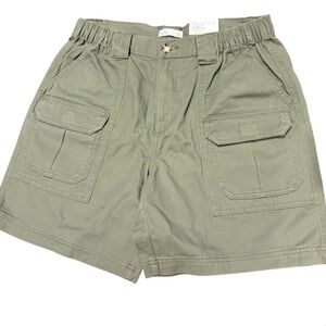 Men’s Cargo Shorts Green Cotton Utility Workwear Summer Casual Size 33 NWT
